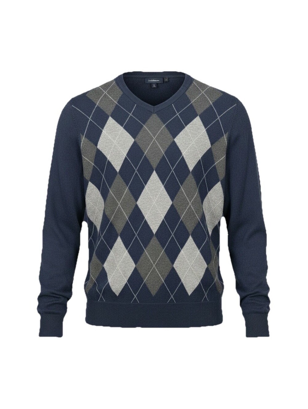 Croft & Barrow Size L NWT Men’s Cotton Argyle Navy Long Sleeve Sweater Preppy